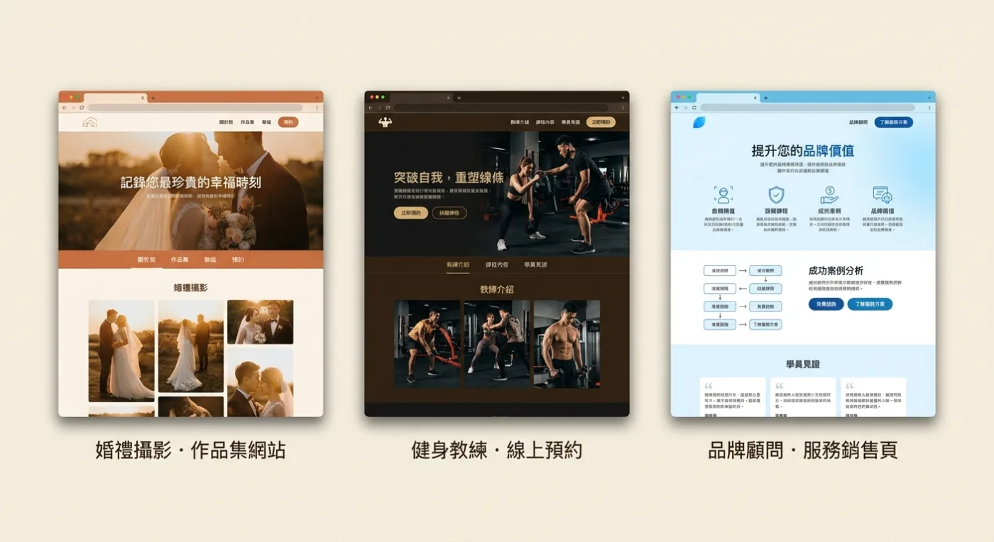 三位學員做出來的網站