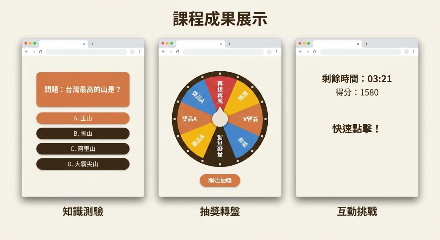 用同一套做法做出的互動小遊戲